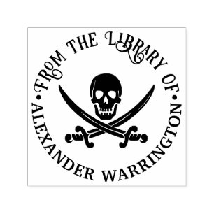Tampon Auto-encreur Crâne de pirate épées croisées Goth Bibliothèque L