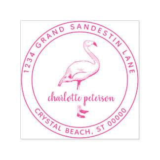 Tampon Auto-encreur Créer sa propre plage de Flamant rose rose Adresse