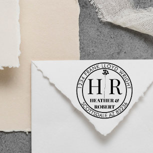 Tampon Auto-encreur Créez votre propre adresse de retour de monogramme