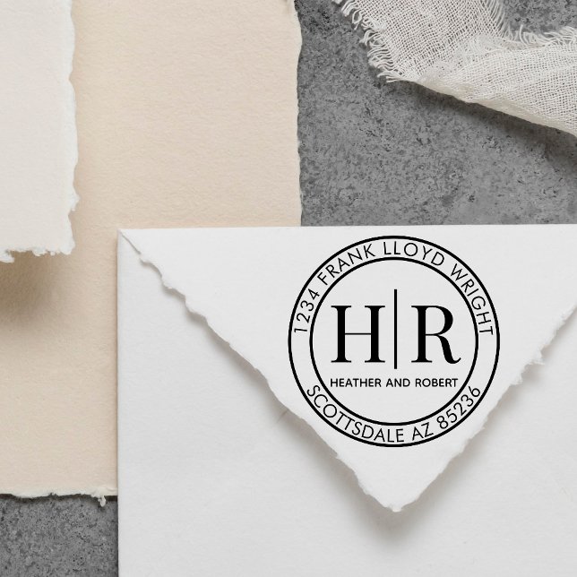 Tampon Auto-encreur Créez votre propre adresse de retour de monogramme (Créateur téléchargé)