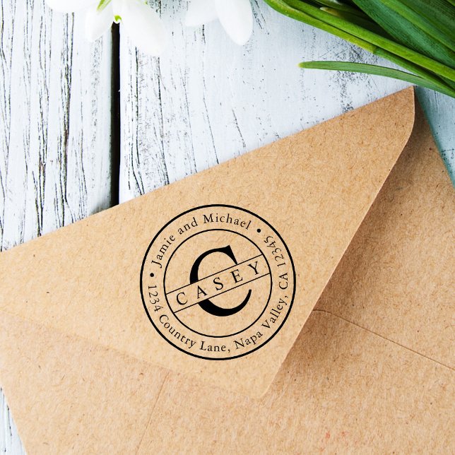 Tampon Auto-encreur Créez votre propre adresse de retour Monogramme cl (Créateur téléchargé)