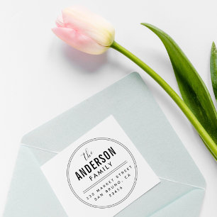 Tampon Auto-encreur Créez votre propre adresse de retour ronde de nom