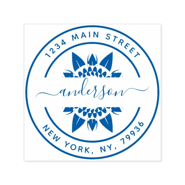 Tampon Auto-encreur Créez votre propre adresse de retour ronde moderne (Design)