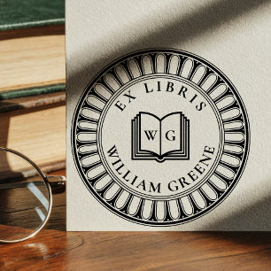 Tampon Auto-encreur Créez votre propre monogramme Ex Libris de livre o