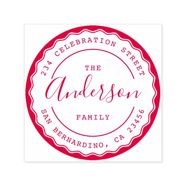 Tampon Auto-encreur Créez votre propre nom de famille arrondi Adresse  (Design)