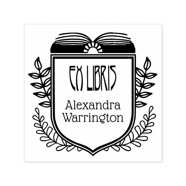 Tampon Auto-encreur Crest Botanique Ex Libris Nom du Livre Embosseur (Design)