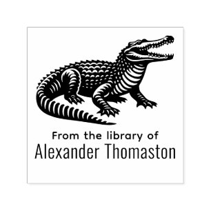 Tampon Auto-encreur Crocodile à bouche ouverte de la bibliothèque de N