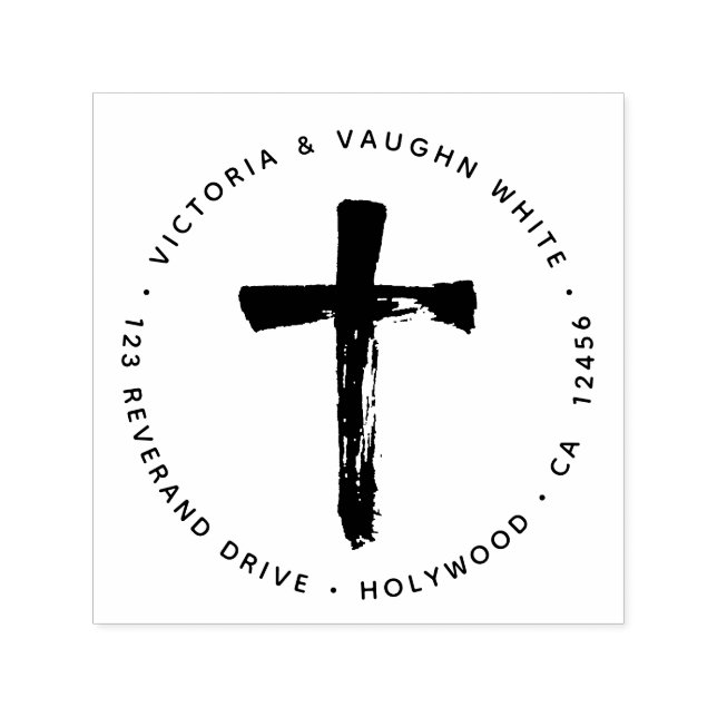 Tampon Auto-encreur Croix chrétienne Adresse de retour Religion Religi (Design)