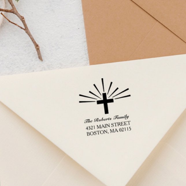 Tampon Auto-encreur Cross & Rays - Nom et adresse (Créateur téléchargé)