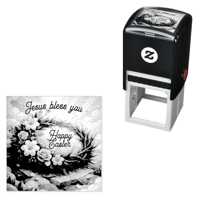 Tampon Auto-encreur Crown of Thorns Personalized Easter Stamp (En situation)