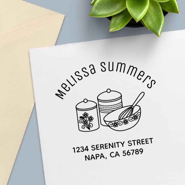 Tampon Auto-encreur Cuisson - Mélange Bowl, Whisker Arch Adresse (Créateur téléchargé)