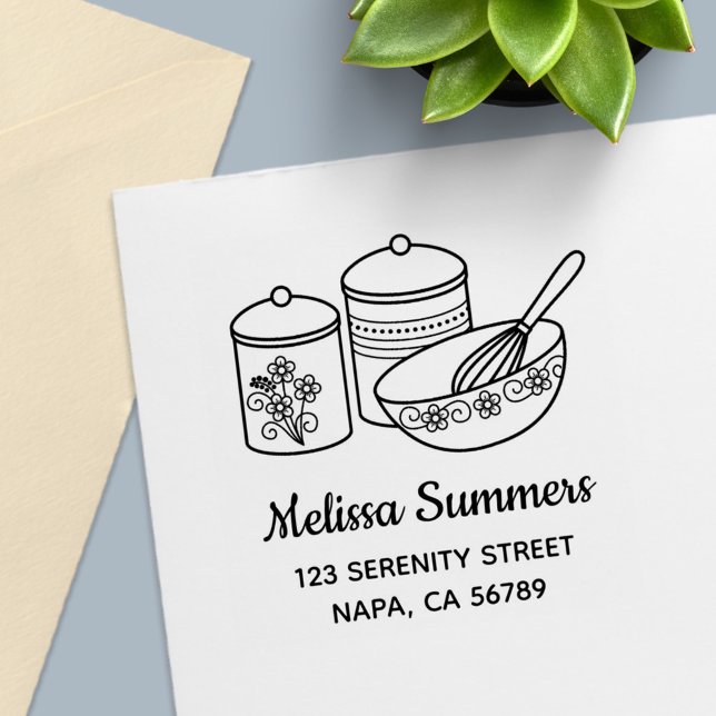 Tampon Auto-encreur Cuisson - Saladier, Fouet, Boîtes Adresse (Créateur téléchargé)