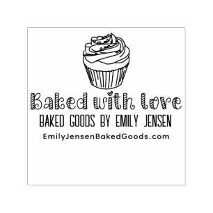 Tampon Auto-encreur Cupcake Baked with Love Nom d'entreprise URL du si