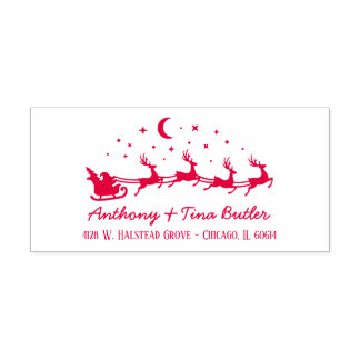 Tampon Auto-encreur Custom Santa Sleigh & Reindeers Holiday