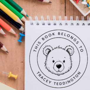 Tampon Auto-encreur Custom Teddy Bear Ce livre appartient au nom de l'