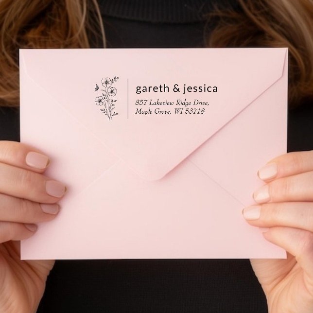 Tampon Auto-encreur Custom Wildflower Bouquet Return Address  (Custom Wildflower Bouquet Return Address Self-inking Stamp)