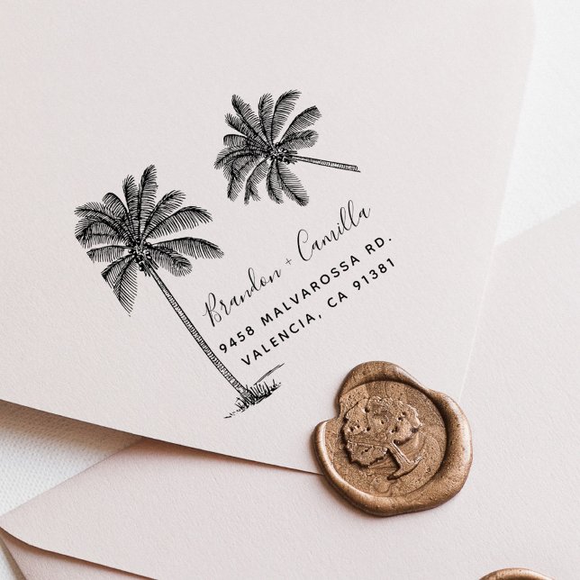 Tampon Auto-encreur Customisez vos noms de plage Rustic+ Adresse de re (Customize Your Rustic Beach Names+ Return Address Self-inking Stamp)