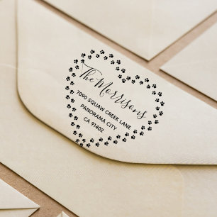 Tampon Auto-encreur Cute Animaux Paw Heart Wreath Family Adresse de re