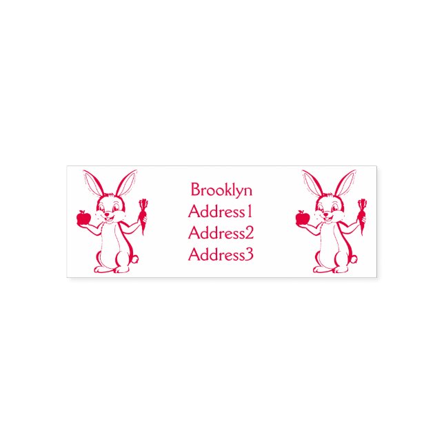 Tampon Auto-encreur Cute bunny rabbit with vegetables (Design)