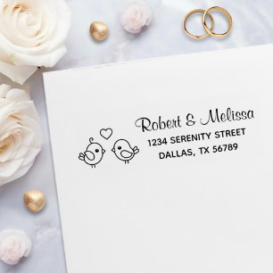 Tampon Auto-encreur Cute Cartoon Lovebirds - Couple Adresse