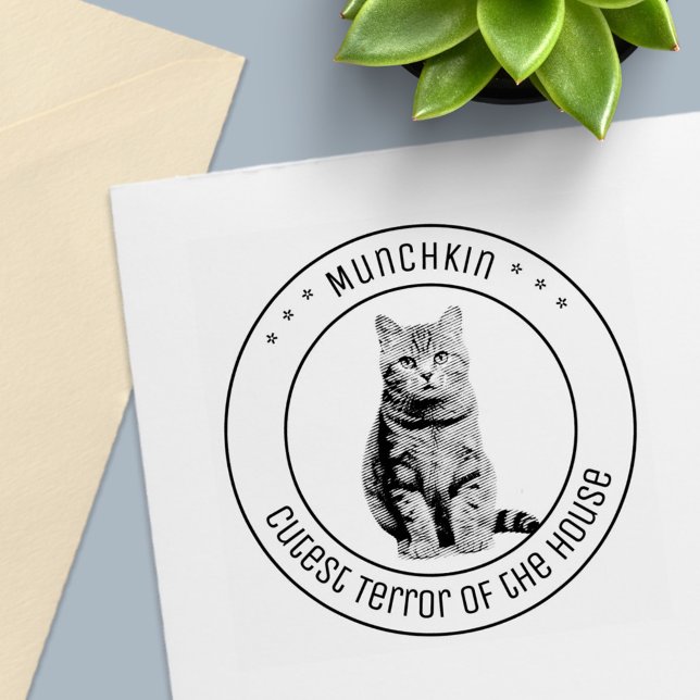 Tampon Auto-encreur Cute Cat Pet Photo Round (Créateur téléchargé)