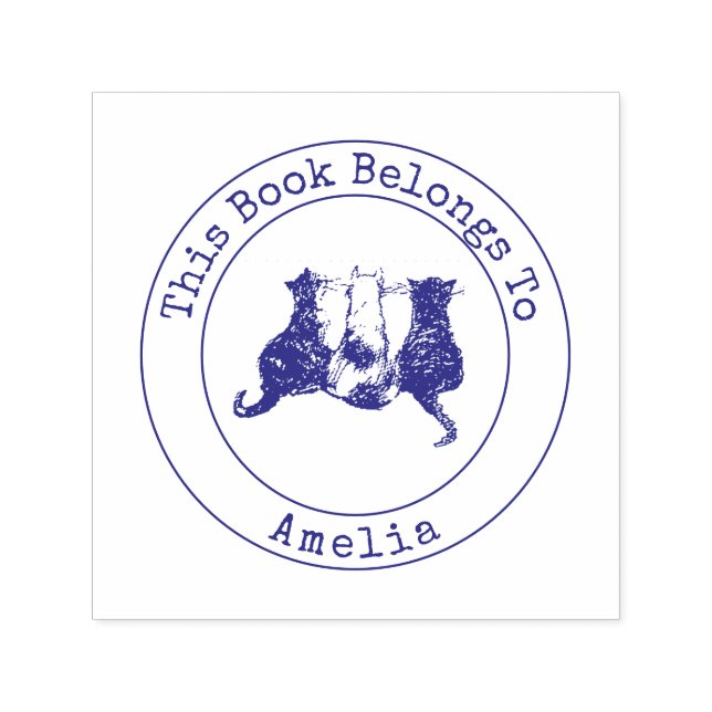 Tampon Auto-encreur Cute Cats Ce Livre Appartient À l'autocollant timb (Design)