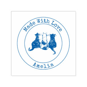 Tampon Auto-encreur Cute Cats Fabriqué avec un timbre amoureux auto-en