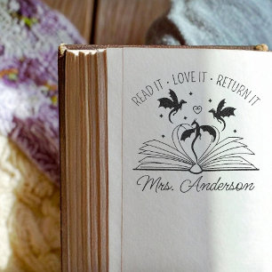 Tampon Auto-encreur Cute Dragon Library Floral Cultivez votre esprit e