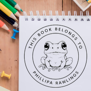 Tampon Auto-encreur Cute Frog Ce livre appartient au nom de l'enfant