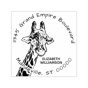 Tampon Auto-encreur Cute Giraffe Wild African Animal Return Adresse