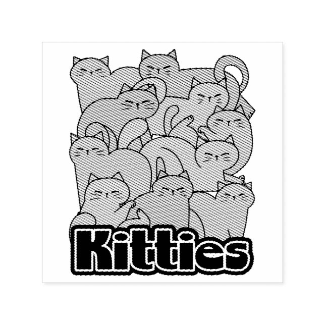 Tampon Auto-encreur Cute Kitties Design - Cat Art adorable (Design)