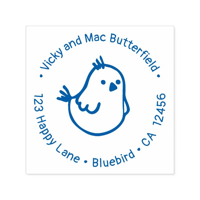 Tampon Auto-encreur Cute Little Bluebird of Happiness Retour Adresse (Design)
