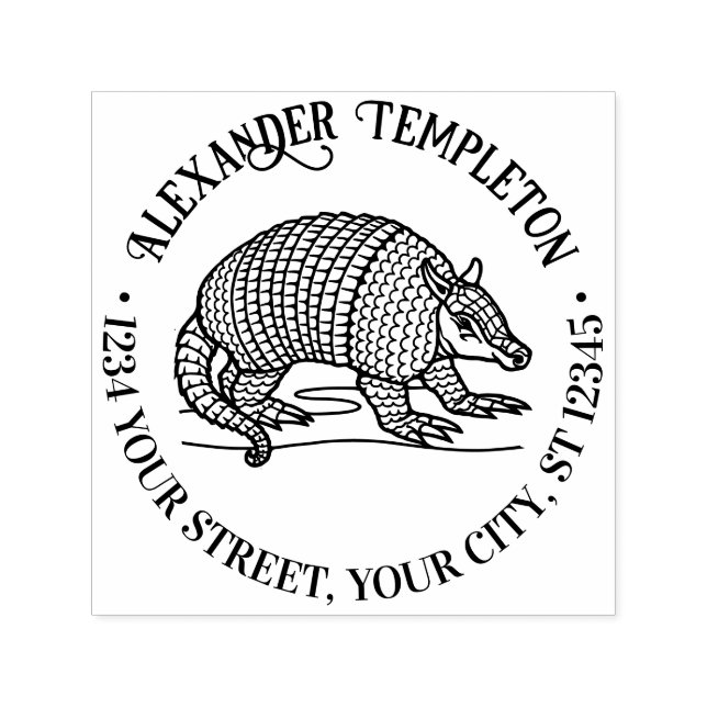 Tampon Auto-encreur Cute Nine Banded Armadillo Nom Adresse de retour (Design)