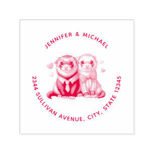 Tampon Auto-encreur Cute Otter Couple en amour Adresse