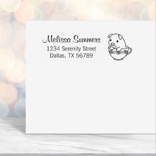 Tampon Auto-encreur Cute Piglet Pig dans une adresse Teup