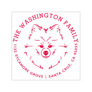Tampon Auto-encreur Cute Pomeranian Dog Nom de famille Adresse de reto
