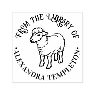Tampon Auto-encreur Cute Russe Lamb Sheep Ewe Bibliothèque Nom du livr