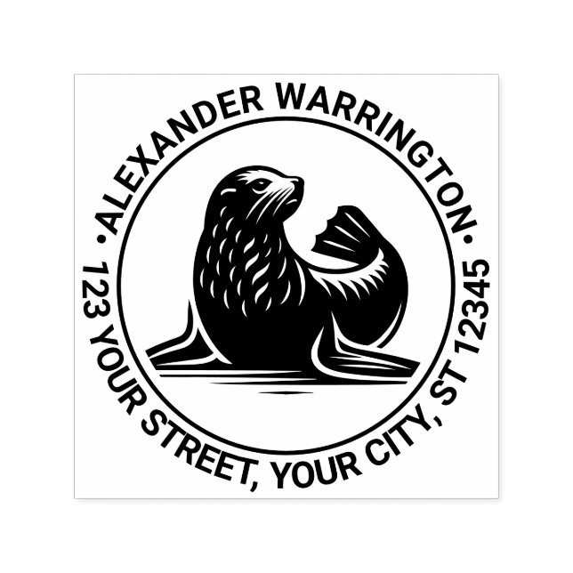 Tampon Auto-encreur Cute Seal Pup #1 Nom Adresse de retour (Design)