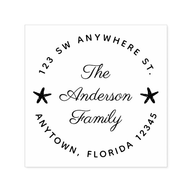 Tampon Auto-encreur Cute Starfish Adresse de retour personnalisée (Design)