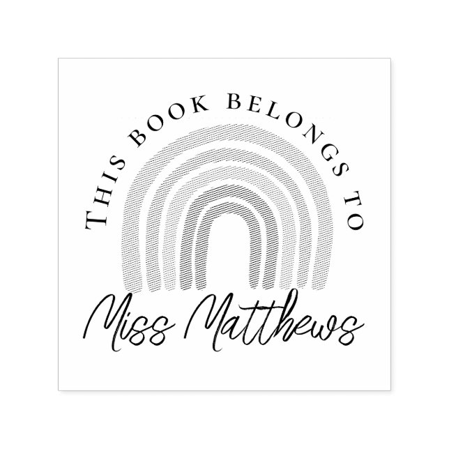 Tampon Auto-encreur Cute Teacher Library Arc-en-ciel (Design)