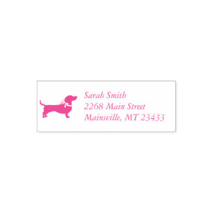 Tampon Auto-encreur Dachshund Wiener Chien Baby shower fille rose