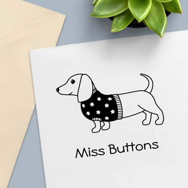 Tampon Auto-encreur Dachshund Wiener Dog Star Sweat Nom personnalisé (Créateur téléchargé)