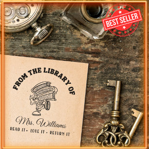 Tampon Auto-encreur De La Bibliothèque De   Funny School Teacher Book