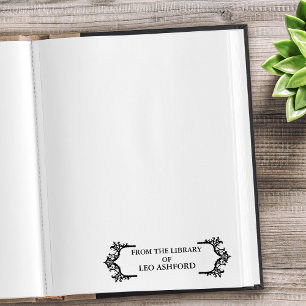 Tampon Auto-encreur De la bibliothèque de gothique orné nom personnali