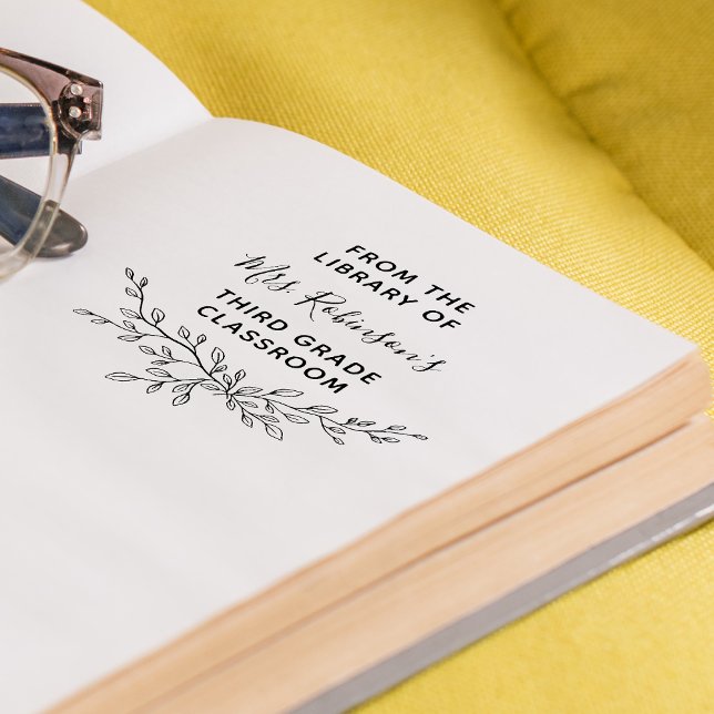 Tampon Auto-encreur De la bibliothèque de la branche de verdure person (From The Library Of Personalized Greenery Branch Self-inking Stamp)