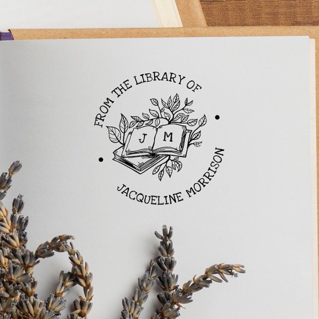 Tampon Auto-encreur De la bibliothèque de lettres initiales botaniques (Créateur téléchargé)