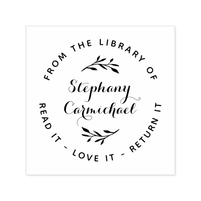Tampon Auto-encreur De La Bibliothèque De | Lisez-Le, Aimez-Le, Retour (Design)