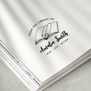 Tampon Auto-encreur De La Bibliothèque De   Timbre du livre de coeur m