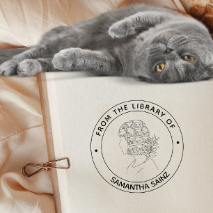 Tampon Auto-encreur De la bibliothèque du livre Stamp Girl Book Lover