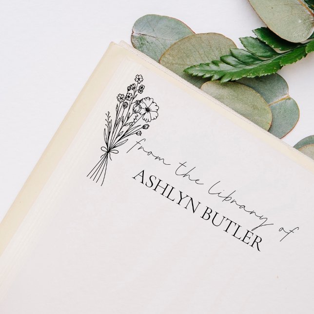 Tampon Auto-encreur De La Bibliothèque Du Timbre En Caoutchouc De Nom  (Créateur téléchargé)